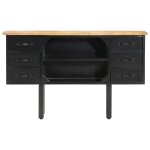 Vidaxl buffet 110x30x65 cm bois de manguier massif brut et acier