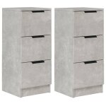 Vidaxl buffets 2 pcs gris b�ton 30x30x70 cm bois d'ing�nierie
