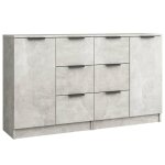 Vidaxl buffets 2 pcs gris b�ton 60x30x70 cm bois d'ing�nierie