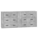 Vidaxl buffets 2 pcs gris b�ton bois d'ing�nierie