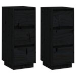 Vidaxl buffets 2 pcs noir 32x34x75 cm bois massif de pin