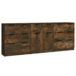 Vidaxl buffets 3 pcs chêne fumé bois d'ingénierie Vidaxl buffets 3 pcs chêne fumé bois d'ingénierie