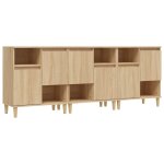 Vidaxl buffets 3 pcs chne sonoma 60x35x70 cm bois d'ingnierie