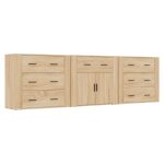 Vidaxl buffets 3 pcs chne sonoma bois d'ingnierie