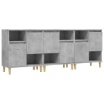 Vidaxl buffets 3 pcs gris bton 60x35x70 cm bois d'ingnierie