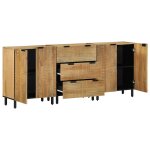 Vidaxl buffets 3 pcs marron 60x33x75 cm bois massif de manguier