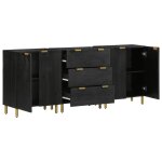 Vidaxl buffets 3 pcs noir bois d'ingnierie