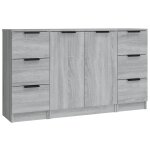 Vidaxl buffets 3 pcs sonoma gris bois d'ingnierie