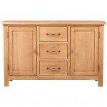 Vidaxl buffet avec 3 tiroirs 110 x 33, 5 x 70 cm bois de chne massif