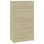 Vidaxl buffet avec 6 tiroirs ch�ne sonoma 50x34x96cm bois d'ing�nierie