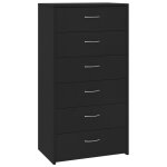 Vidaxl buffet avec 6 tiroirs noir 50x34x96 cm bois d'ingénierie Vidaxl buffet avec 6 tiroirs noir 50x34x96 cm bois d'ingénierie