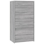 Vidaxl buffet avec 6 tiroirs sonoma gris 50x34x96 cm bois d'ing�nierie