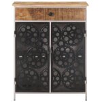 Vidaxl buffet 60x35x75 cm bois de manguier brut et fer