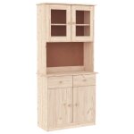 Vidaxl buffet alta 77x35x165 cm bois massif de pin