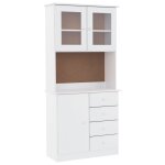 Vidaxl buffet alta blanc 77x35x165 cm bois massif de pin