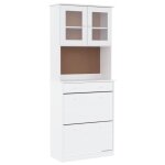 Vidaxl buffet alta blanc 77x35x188 cm bois massif de pin