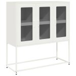 Vidaxl buffet blanc 100, 5x39x107 cm acier lamin� � froid