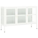 Vidaxl buffet blanc 105x35x70 cm acier et verre
