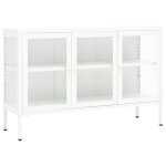 Vidaxl buffet blanc 105x35x70 cm acier et verre