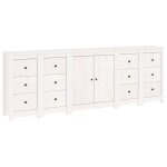 Vidaxl buffet blanc 230x35x80 cm bois massif de pin