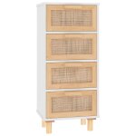 Vidaxl buffet blanc 40x30x90 cm bois de pin massif et rotin naturel
