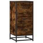 Vidaxl buffet chne fum 35, 5x35x76 cm bois d'ingnierie et mtal