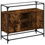 Vidaxl buffet avec dessus en verre chne fum bois d'ingnierie