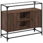 Vidaxl buffet avec dessus en verre chne marron bois d'ingnierie