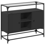 Vidaxl buffet avec dessus en verre noir 98x35x81 cm bois d'ingnierie