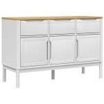 Vidaxl buffet floro blanc 114x43x74 cm bois massif de pin
