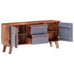 Vidaxl buffet gris 120x30x55 cm bois massif