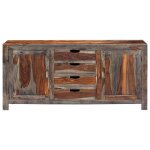 Vidaxl buffet gris 160x40x75 cm bois de sesham massif