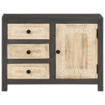 Vidaxl buffet gris et blanc 75x35x55 cm bois de manguier massif