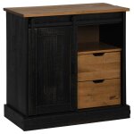 Vidaxl buffet halden porte coulissante noir 80x40x80 cm bois massif
