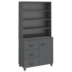 Vidaxl buffet hamar bois massif de pin gris fonc
