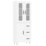 Vidaxl buffet haut blanc 69, 5x34x180 cm bois d'ingnierie