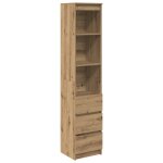 Vidaxl buffet haut ch�ne artisanal 37, 5x35x180 cm bois d'ing�nierie