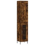 Vidaxl buffet haut chne fum 34, 5x34x180 cm bois d'ingnierie