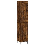 Vidaxl buffet haut chne fum 34, 5x34x180 cm bois d'ingnierie