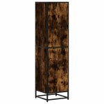 Vidaxl buffet haut chne fum 35, 5x35x139 cm bois d'ingnierie mtal