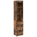 Vidaxl buffet haut ch�ne fum� 37, 5x35x180 cm bois d'ing�nierie