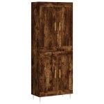 Vidaxl buffet haut chne fum 69, 5x34x180 cm bois d'ingnierie