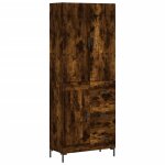Vidaxl buffet haut ch�ne fum� 69, 5x34x180 cm bois d'ing�nierie