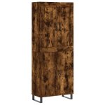 Vidaxl buffet haut ch�ne fum� 69, 5x34x180 cm bois d'ing�nierie