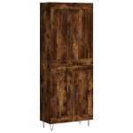 Vidaxl buffet haut ch�ne fum� 69, 5x34x180 cm bois d'ing�nierie