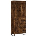 Vidaxl buffet haut ch�ne fum� 69, 5x34x180 cm bois d'ing�nierie