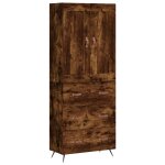 Vidaxl buffet haut ch�ne fum� 69, 5x34x180 cm bois d'ing�nierie