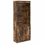 Vidaxl buffet haut ch�ne fum� 70x35x180 cm bois d'ing�nierie