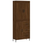 Vidaxl buffet haut chne marron 69, 5x34x180 cm bois d'ingnierie