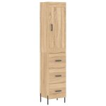 Vidaxl buffet haut ch�ne sonoma 34, 5x34x180 cm bois d'ing�nierie